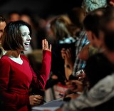 English actor Sally Hawkins waves to the