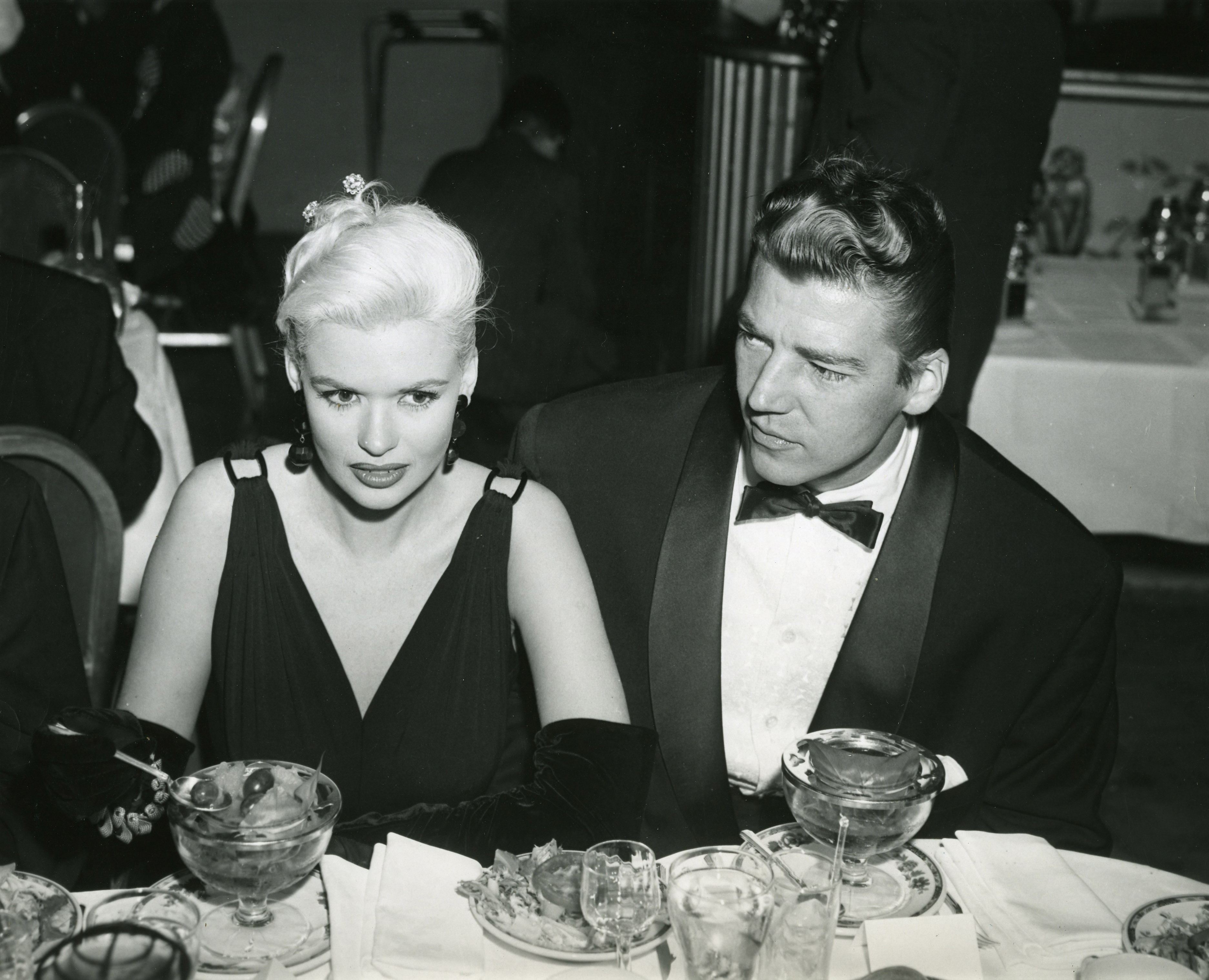 1956 Jayne Mansfield and Mickey Hargitay, 13th Golden Globes 