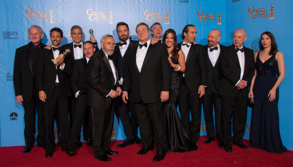 Ben Affleck, best director, and the cast and filmmakers of Argo, best drama picture, backstage at the 70th Golden Globe Awards