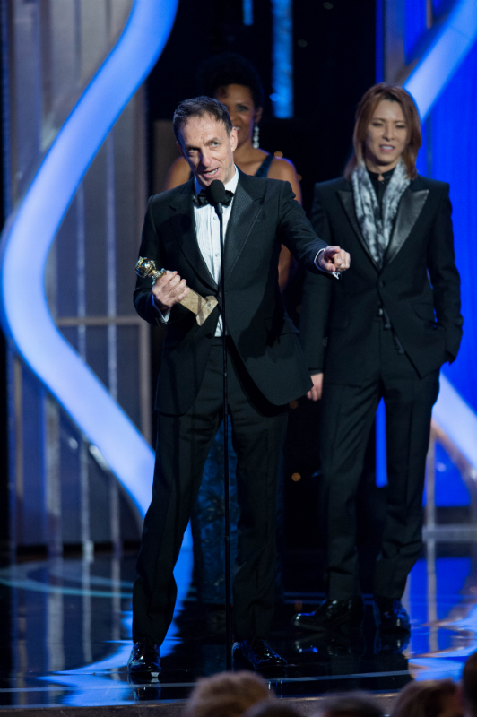 Composer Mychael Danna accepts the Golden Globe for best original score for Life of Pi.