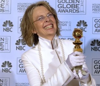 Diane Keaton in the Golden Globes press room after her win for "Something's Gotta Give" (2003)