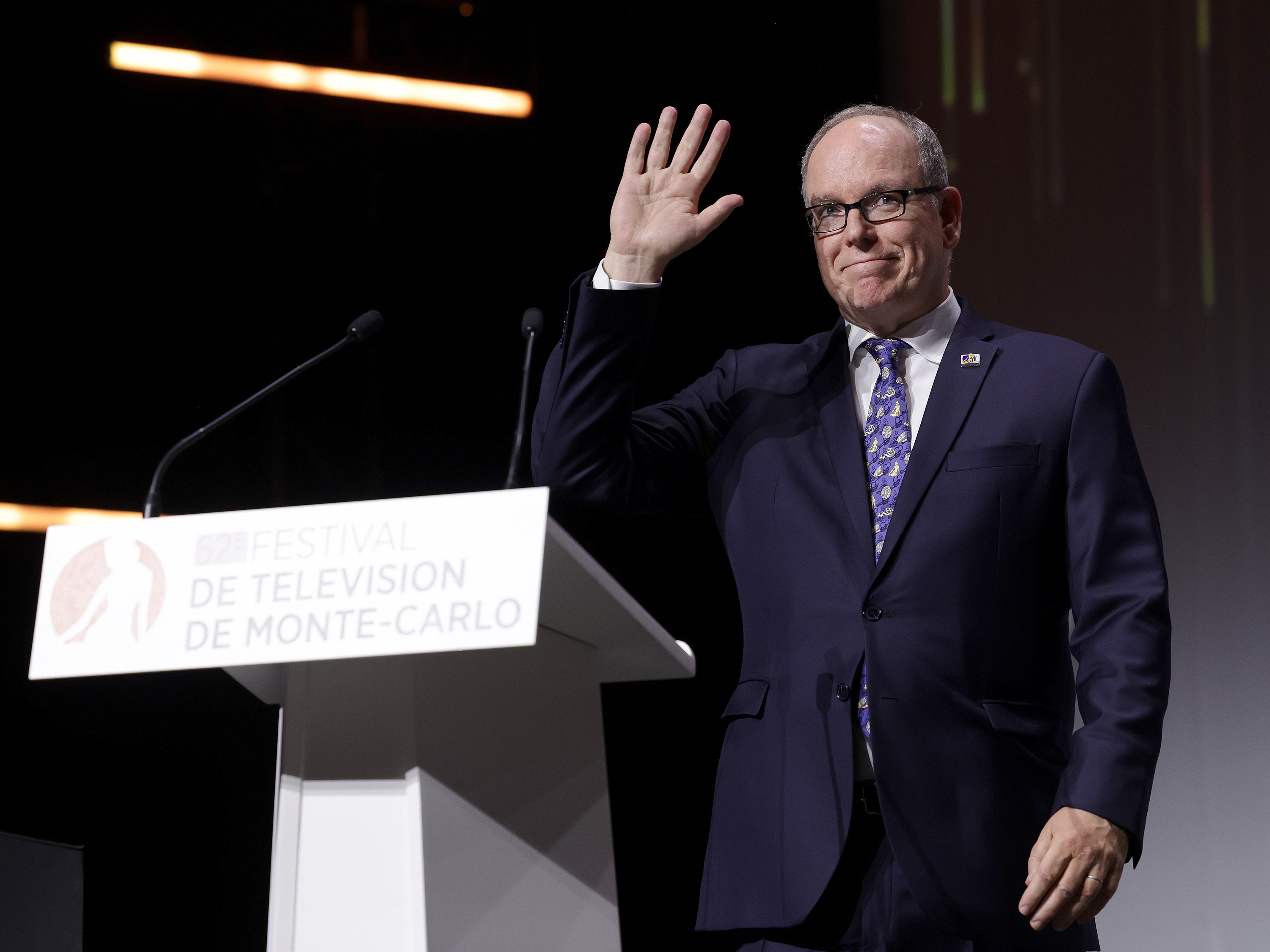 Prince Albert II of Monaco speaks during the opening ceremony during the 62nd Monte Carlo TV Festival on June 16, 2023 in Monte-Carlo, Monaco. 