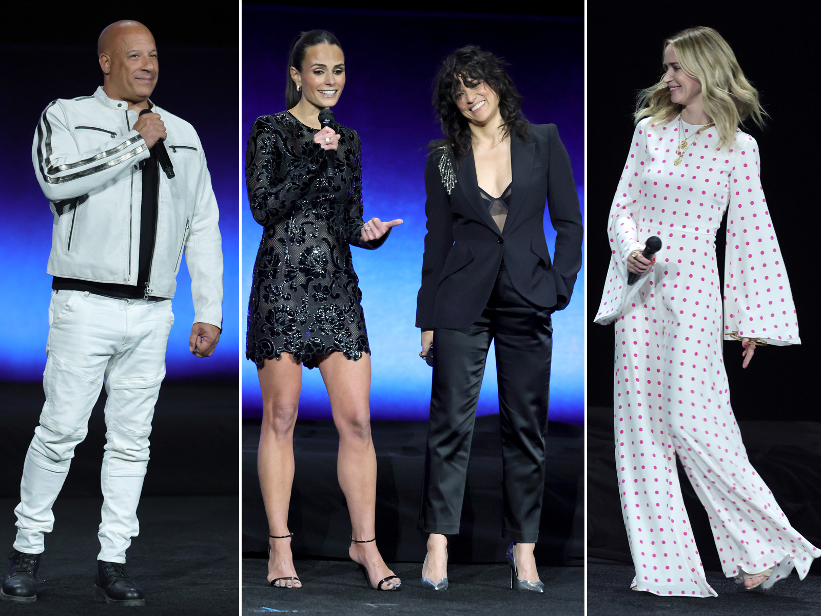 Vin Diesel, Jordana Brewster and Michelle Rodriguez, Emily Blunt