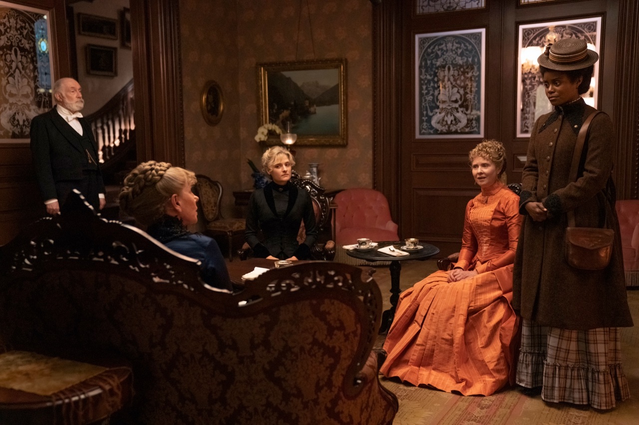 Agnes van Rhijn (Christine Baranski), Marian Brook (Louisa Jacobson), Ada Brook (Cynthia Nixon), and Peggy Scott (Denée Benton). 