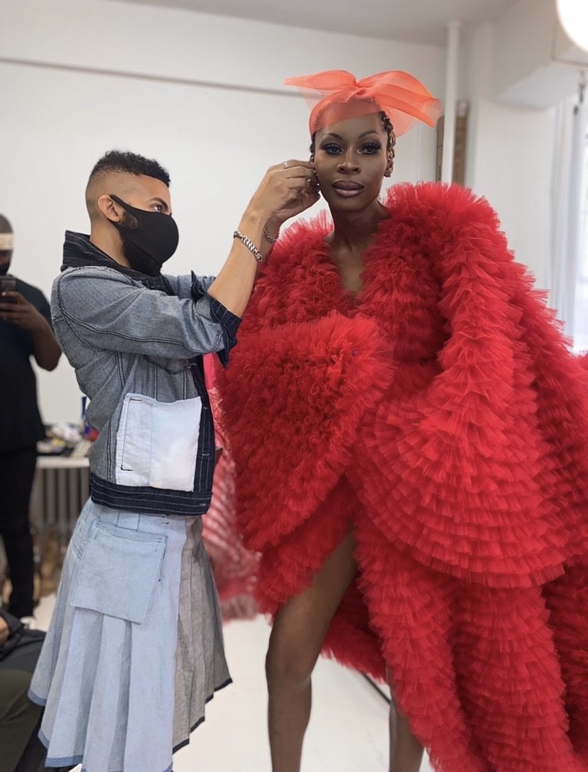 Mickey Freeman behind the scenes styling actor Dominique Jackson for a cover story for L’Officiel Italia magazine 