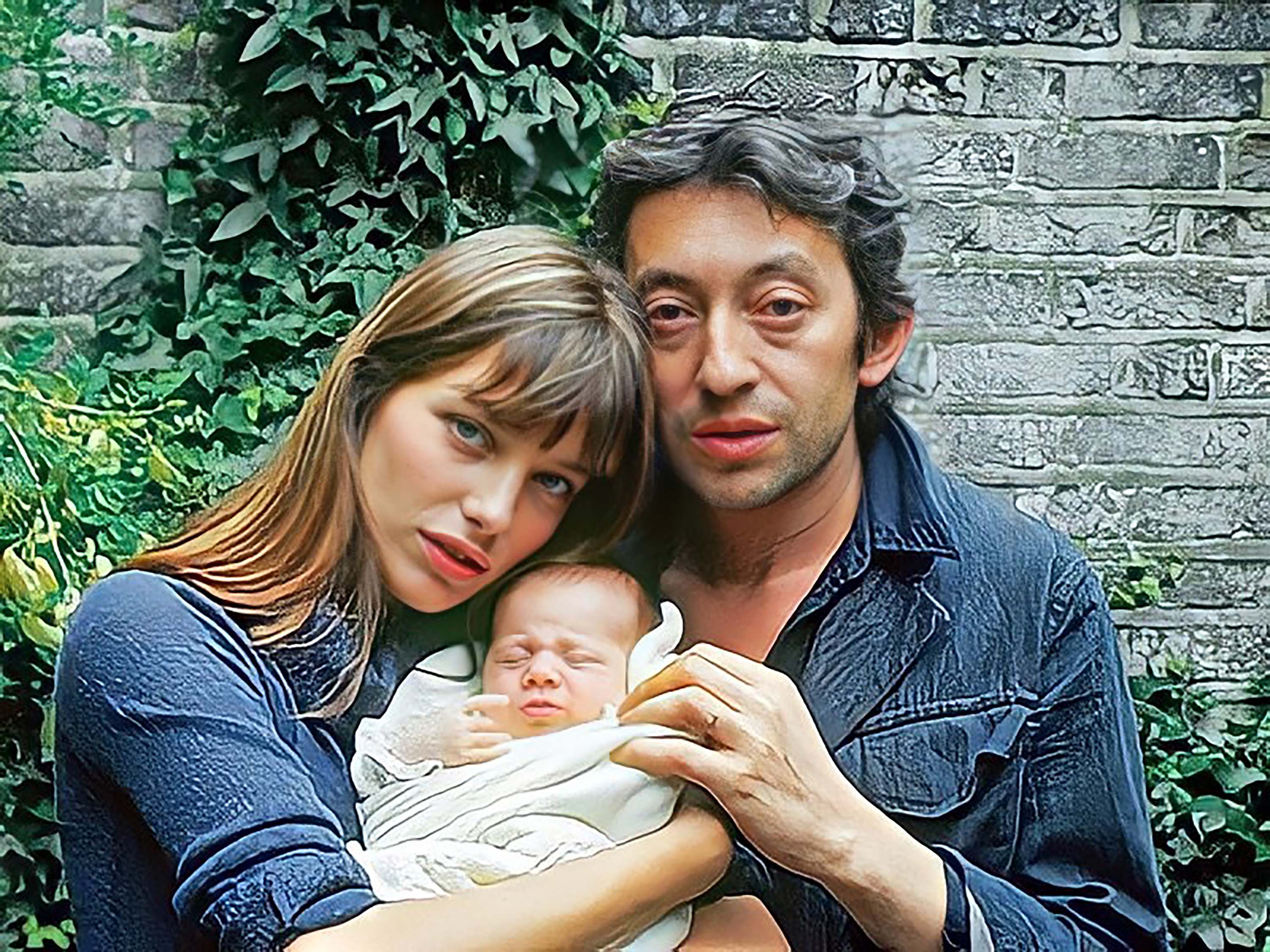 Jane Birkin & Serge Gainsbourg with baby Charlotte