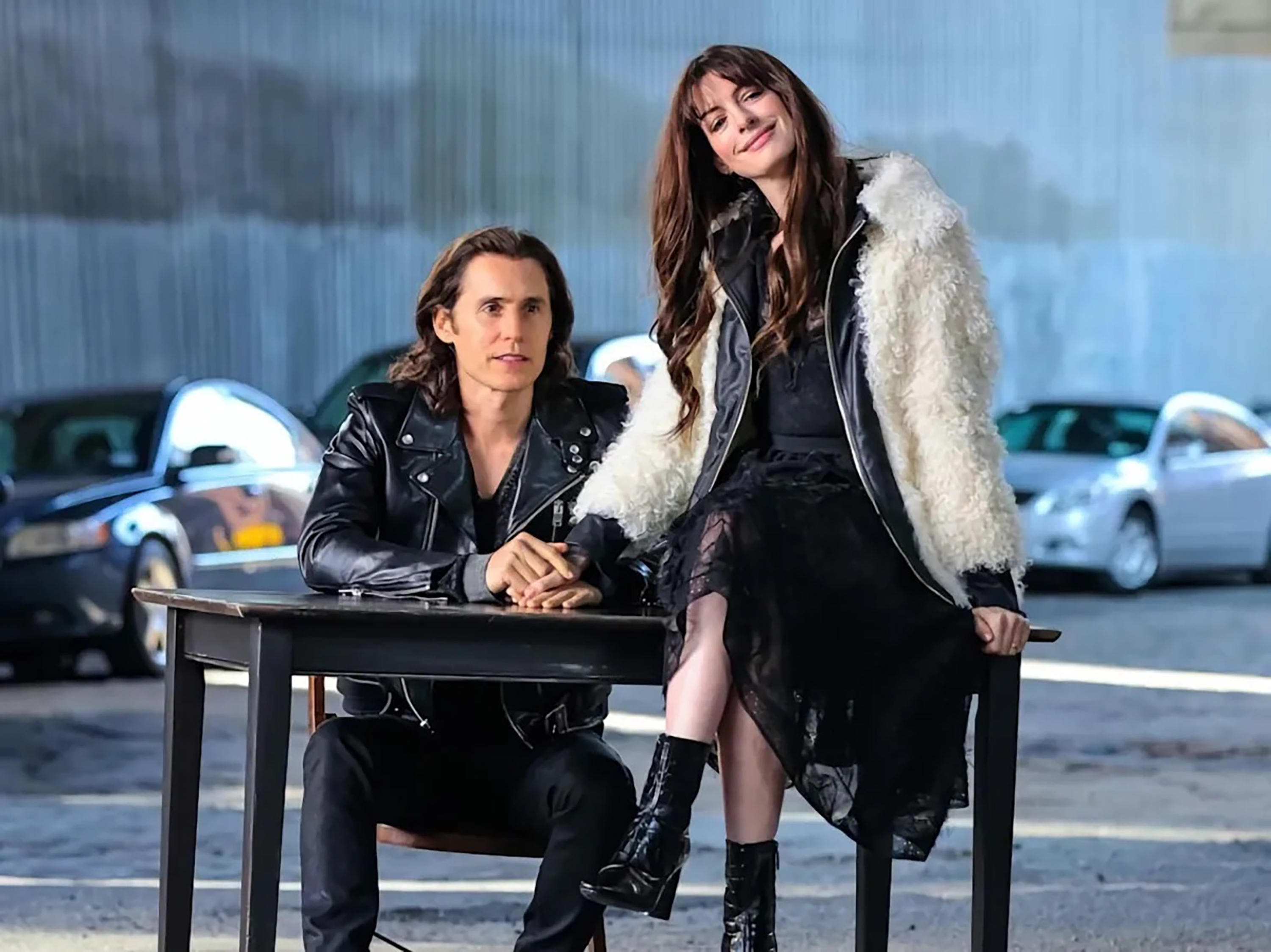 Jared Leto as Adam Neumann and Anne Hathaway as Rebekah Neumann in "WeCrashed"