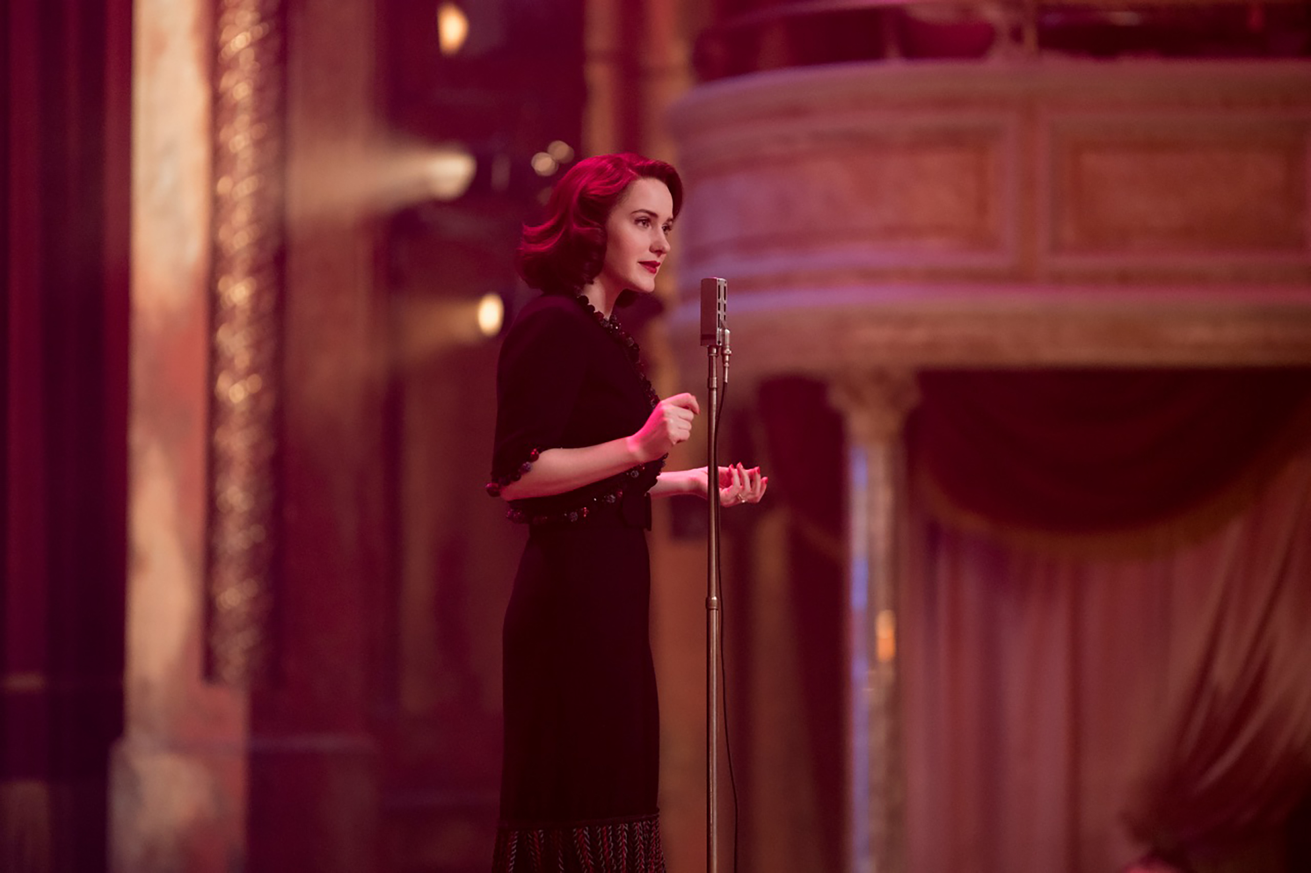 Rachel Brosnahan in “The Marvelous Mrs. Maisel”  