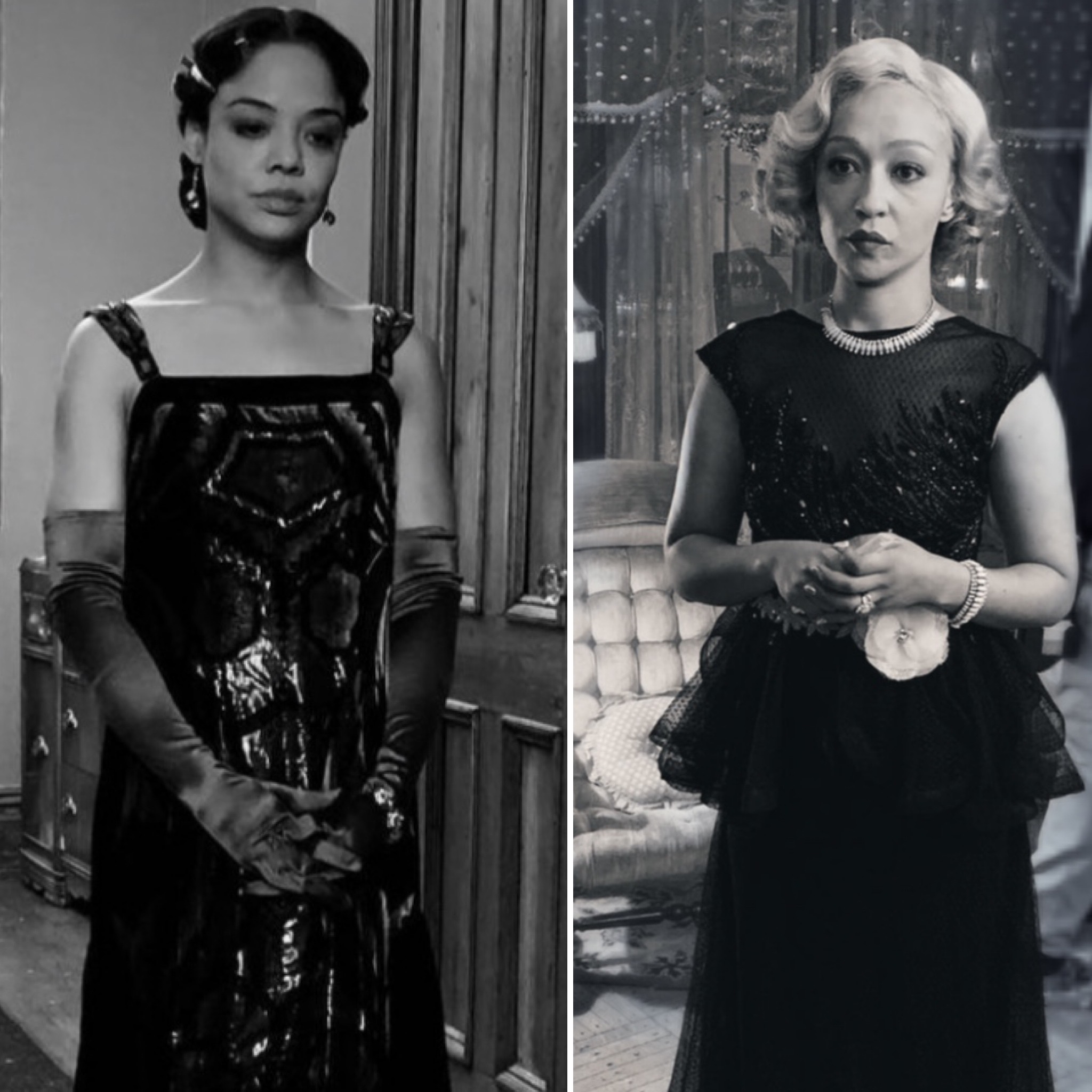 Tessa Thompson and Ruth Negga on the set of “Passing”