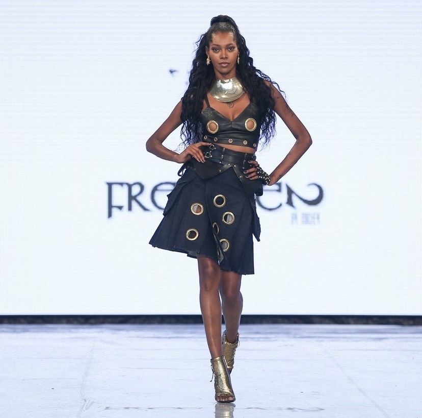 Supermodel Jessica White strutting the runway for FreeMen By Mickey during Bermuda Fashion Fest 
