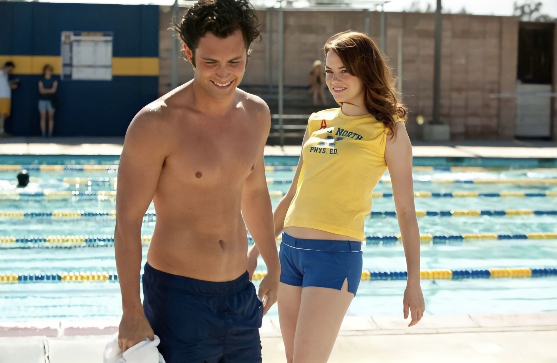 Penn Badgley and Emma Stone in “Easy A”