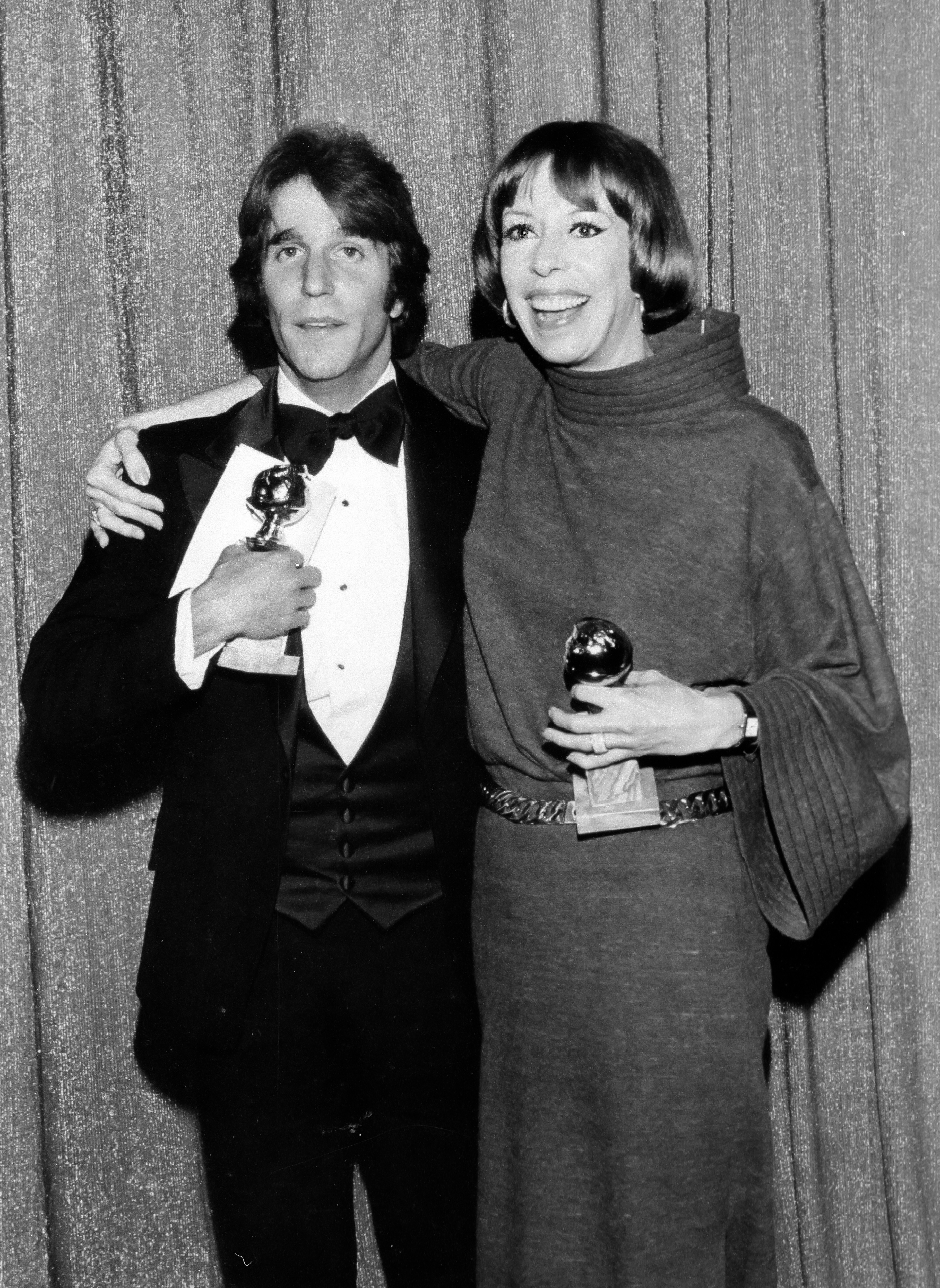 1977 Henry Winkler, Carol Burnett (Actor, Actress TV comedy- Happy Days, The Carol Burnett Show), 34th Golden Globes