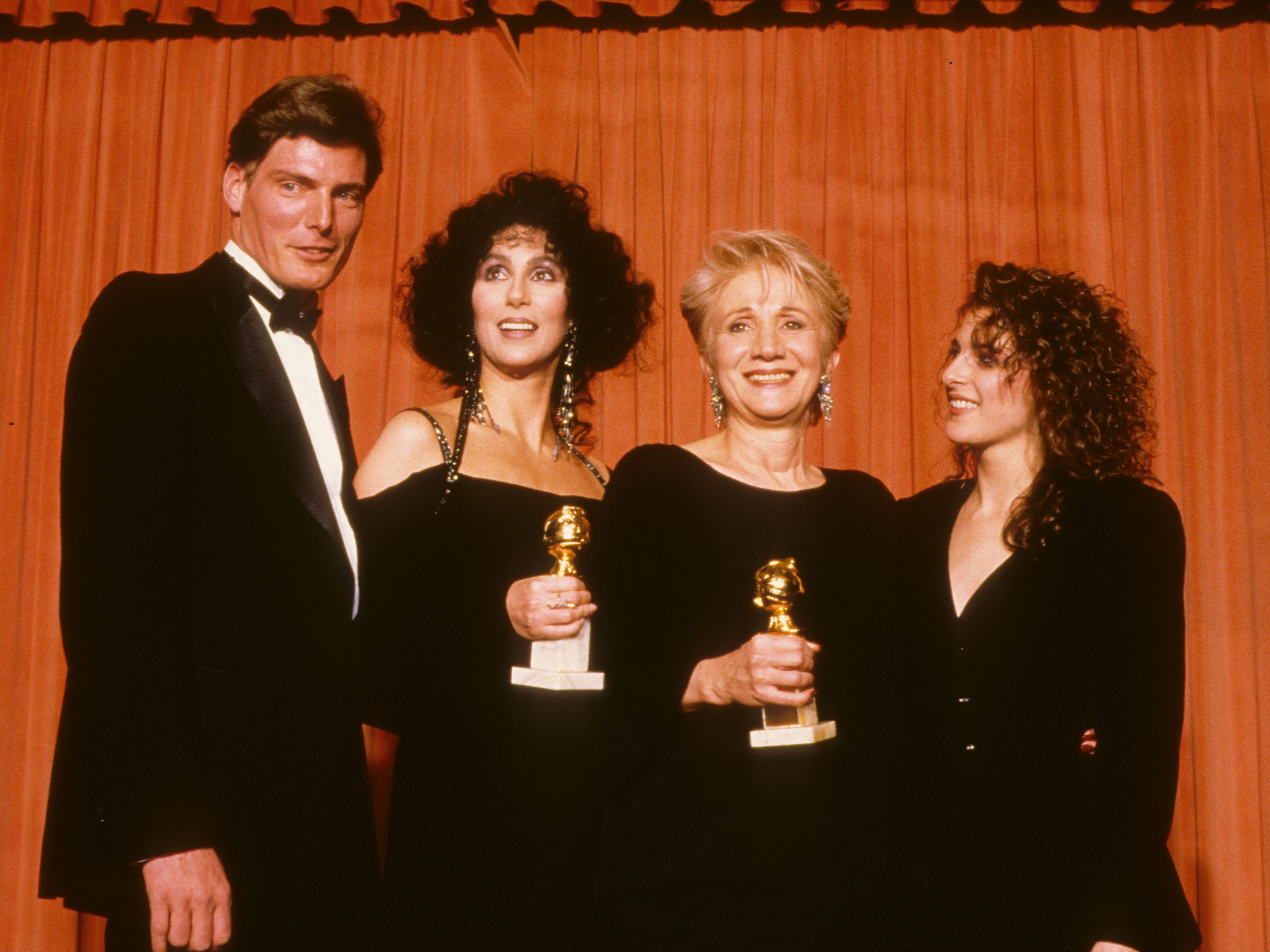1988 Christopher Reeve, Cher, Olympia Dukakis, and, Marlee Matlin, 45th Golden Globes