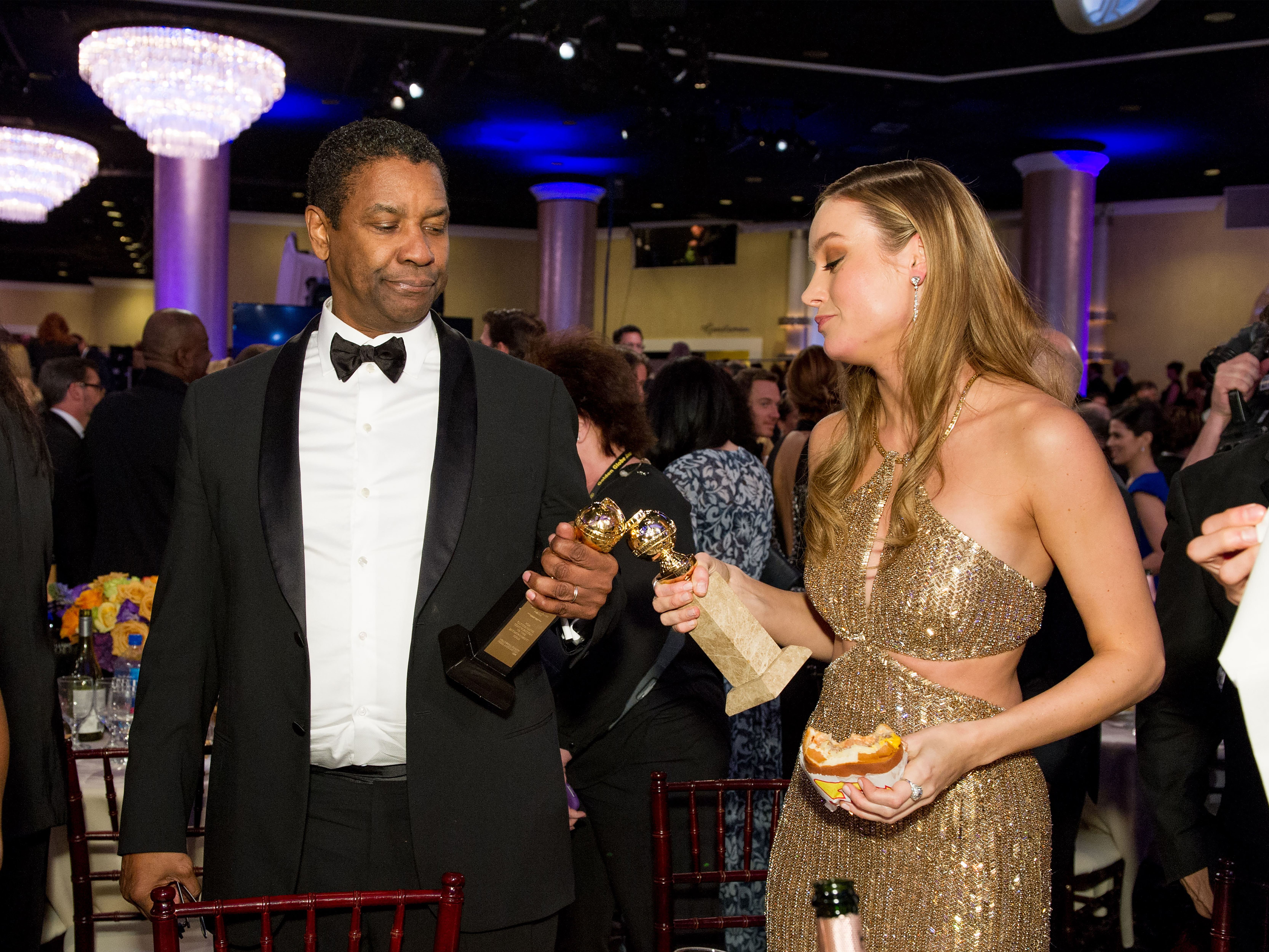 2016 Denzel Washington and Brie Larson, 73rd Golden Globes
