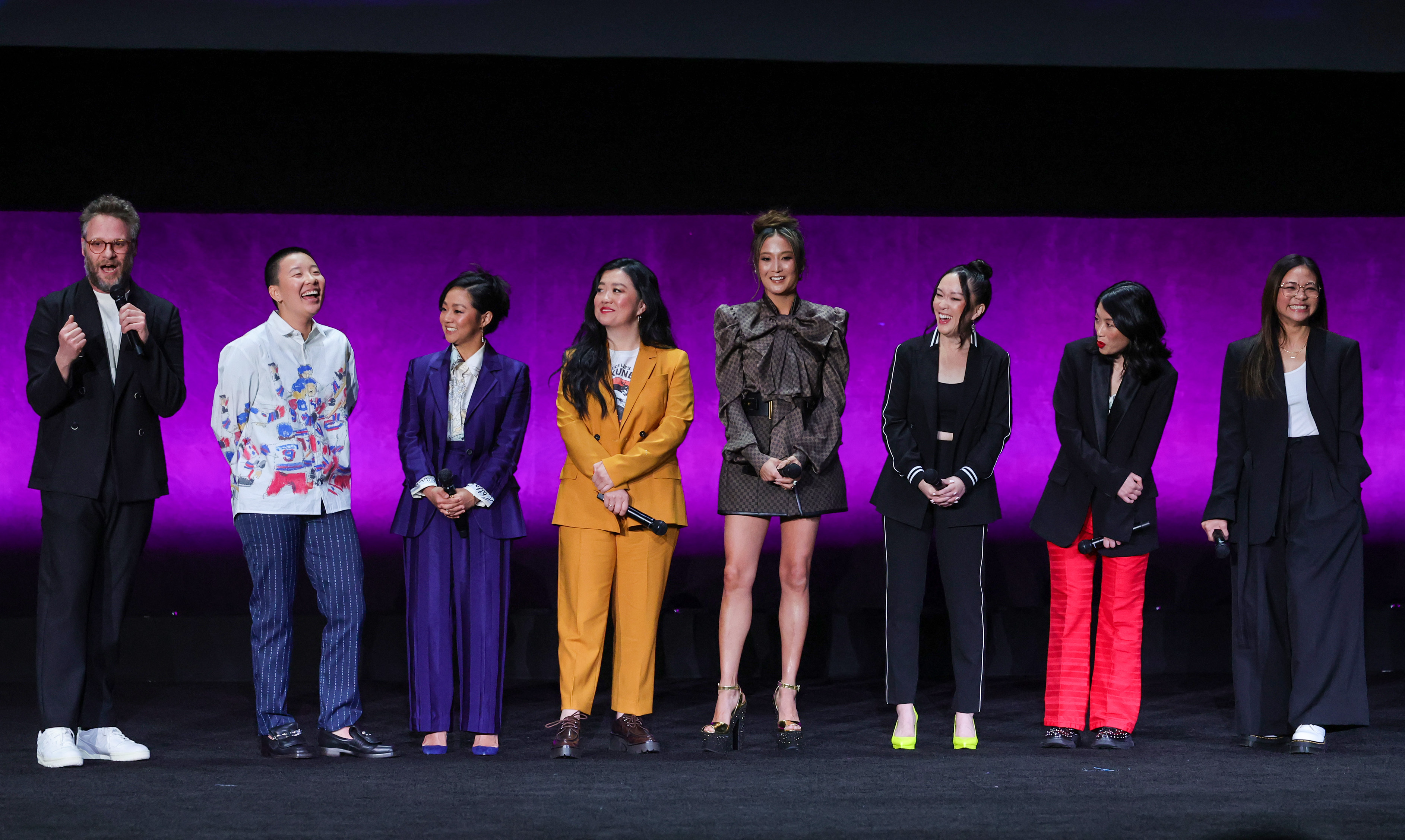 Seth Rogen, Sabrina Wu, Stephanie Hsu, Sherry Cola, Ashley Park, Teresa Hsiao, Cherry Chevapravatdumrong and Adele Lim