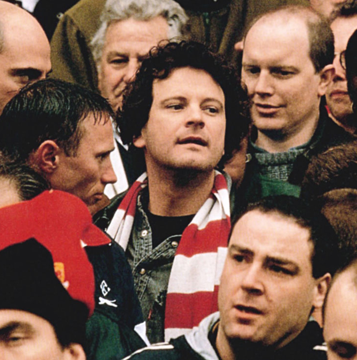 FEVER PITCH, Colin Firth (striped scarf), Nick Hornby (behind Firth right), 1997, © Phaedra Cinema/c