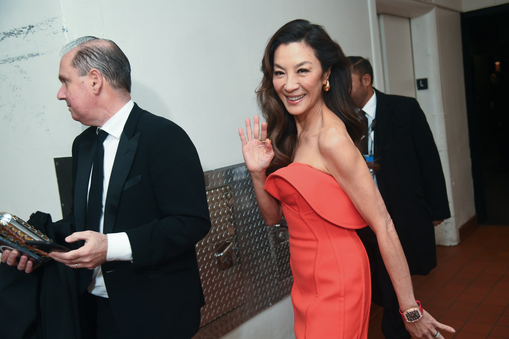 Michelle Yeoh backstage during Hollywood's favorite night Golden Globes