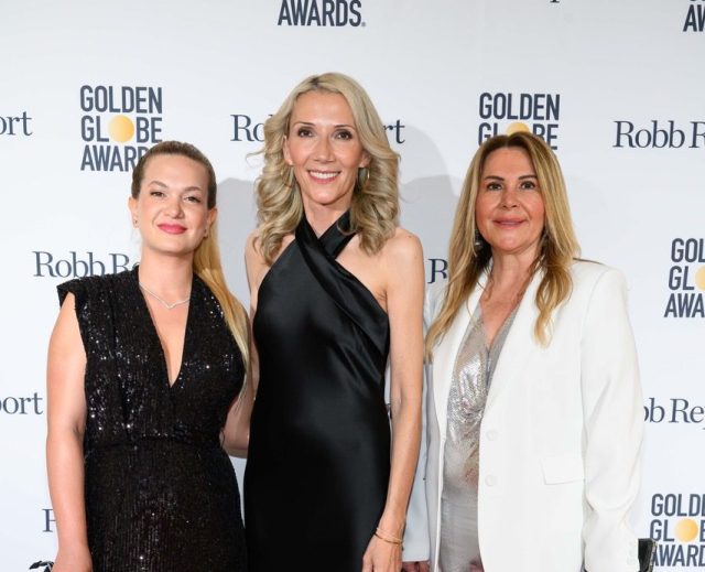 Golden Globes president Helen Hoehne (center) and guests at Cannes cocktail party cohosted by Robb Report