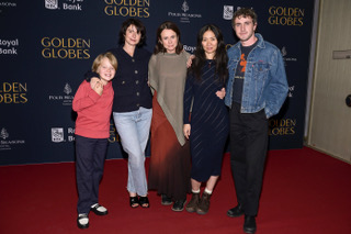 "Hamnet" team: Jacobi Jupe (left), Jessie Buckley, Emily Watson, director Chloe Zhao, Paul Mescal